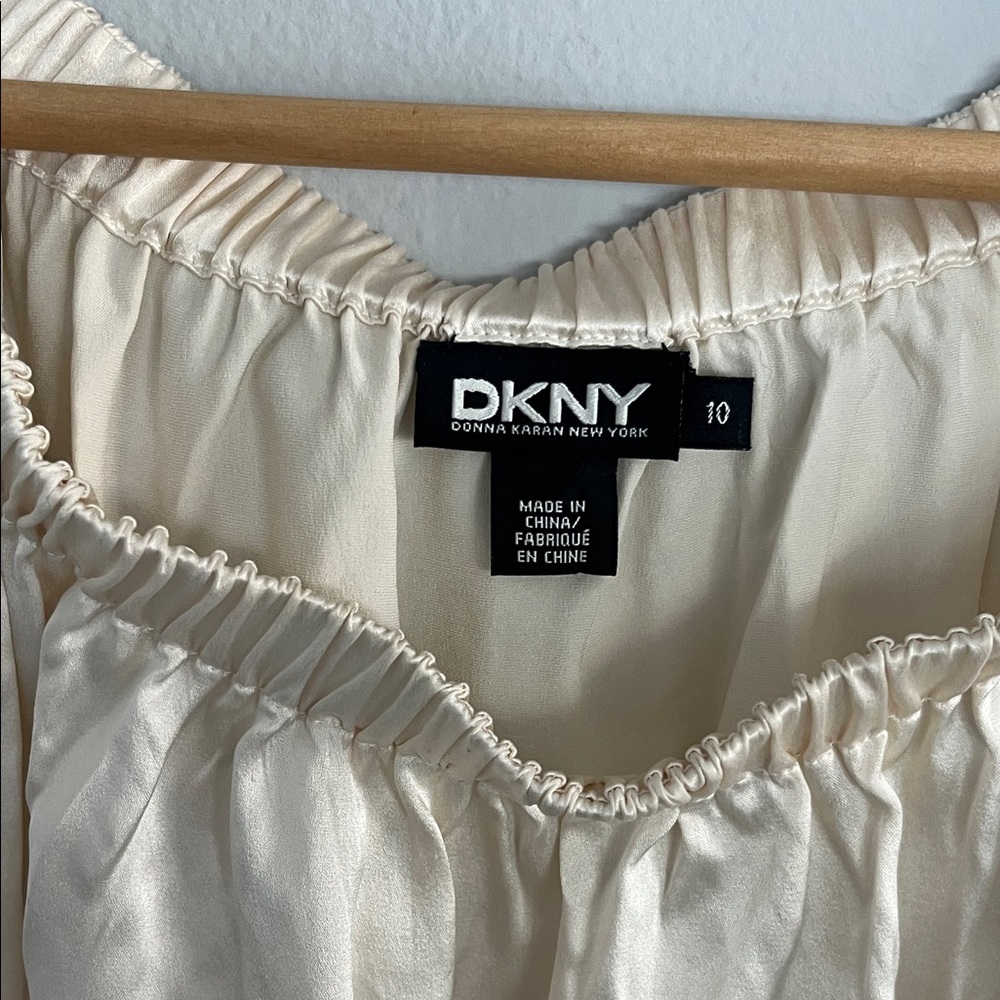 DKNY Ivory Gathered Neck Blouse